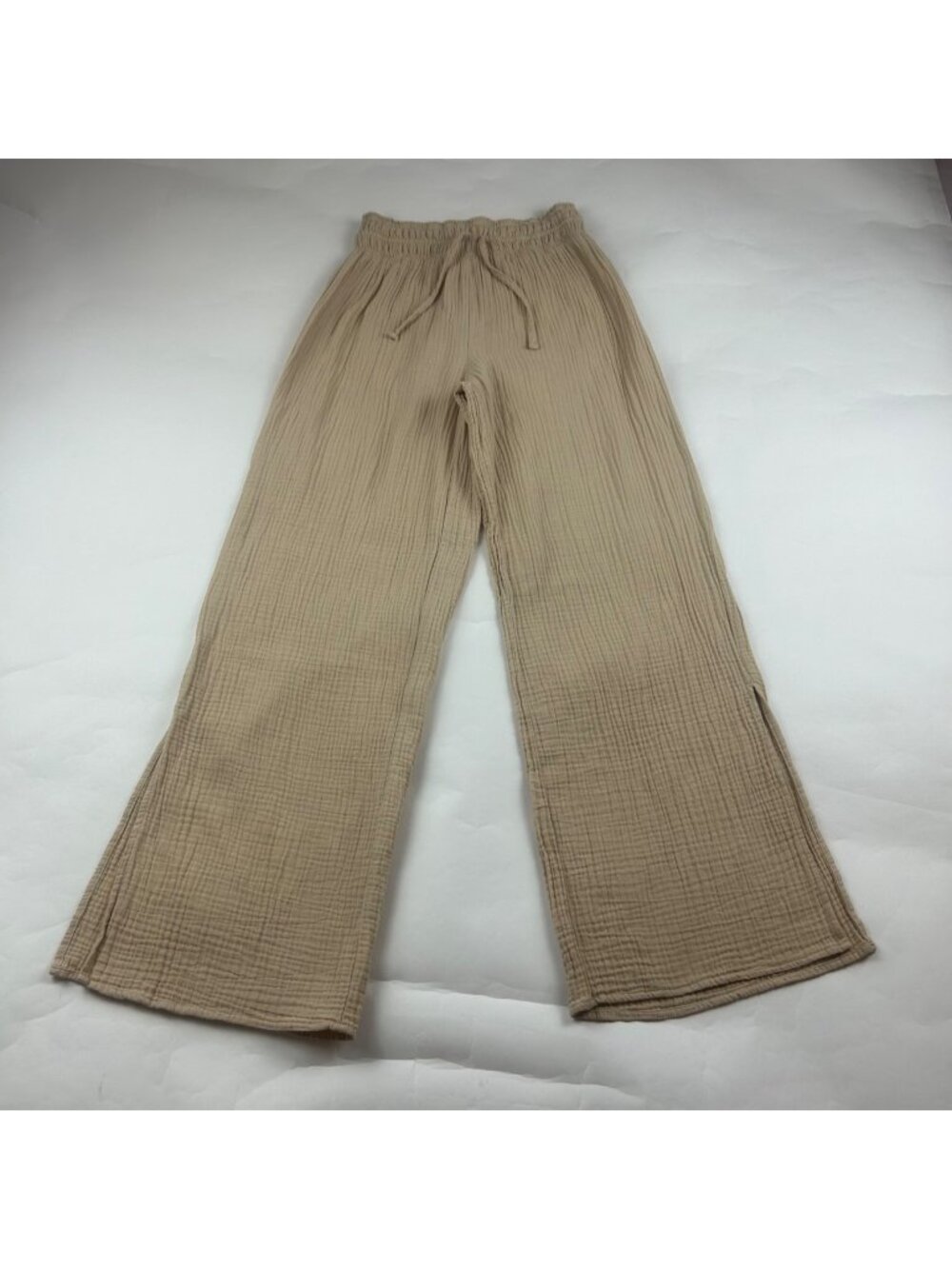 Magaschoni Khaki Crinkle Organic Cotton Lounge Pant XS